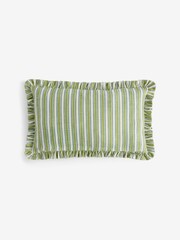 Nina Campbell Blue Maypole Stripe Ruffle Edge Cushion - Image 9 of 9