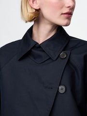Gap Navy Blue Asymmetrical Short Trench Jacket - Image 4 of 5