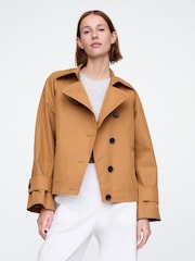Marrón - Chaqueta tipo trenca corta asimétrica de Gap - Imagen 1 de 5