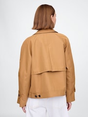 Marrón - Chaqueta tipo trenca corta asimétrica de Gap - Imagen 2 de 5