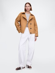 Marrón - Chaqueta tipo trenca corta asimétrica de Gap - Imagen 3 de 5