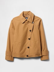 Marrón - Chaqueta tipo trenca corta asimétrica de Gap - Imagen 5 de 5