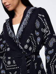 Gap Navy Blue Oversized Fringe Shawl Cardigan - Image 4 of 5