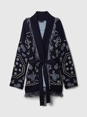 Gap Navy Blue Oversized Fringe Shawl Cardigan - Image 5 of 5