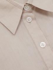 Reiss Neutral Nina Linen Overhead Open-Collar Shirt - Image 7 of 7