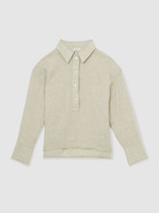 Reiss Sage Nina Linen Overhead Open-Collar Shirt - Image 2 of 6