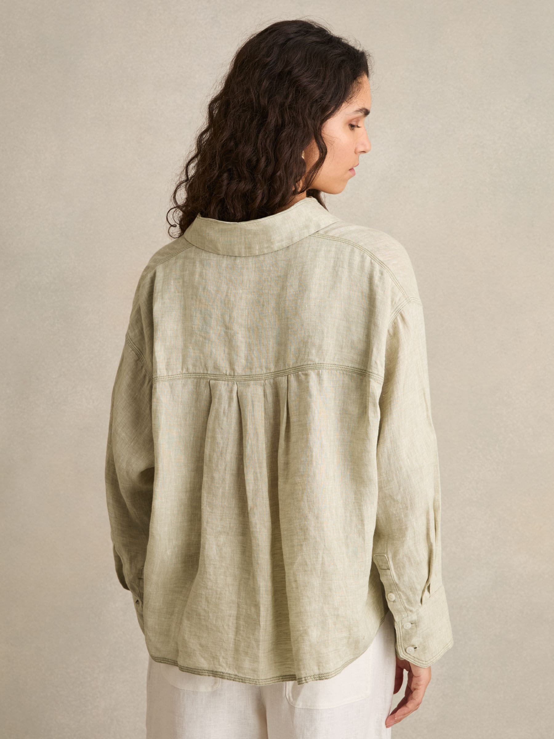 Buy Reiss Sage Nina Linen Overhead Open-Collar Shirt from Next USA