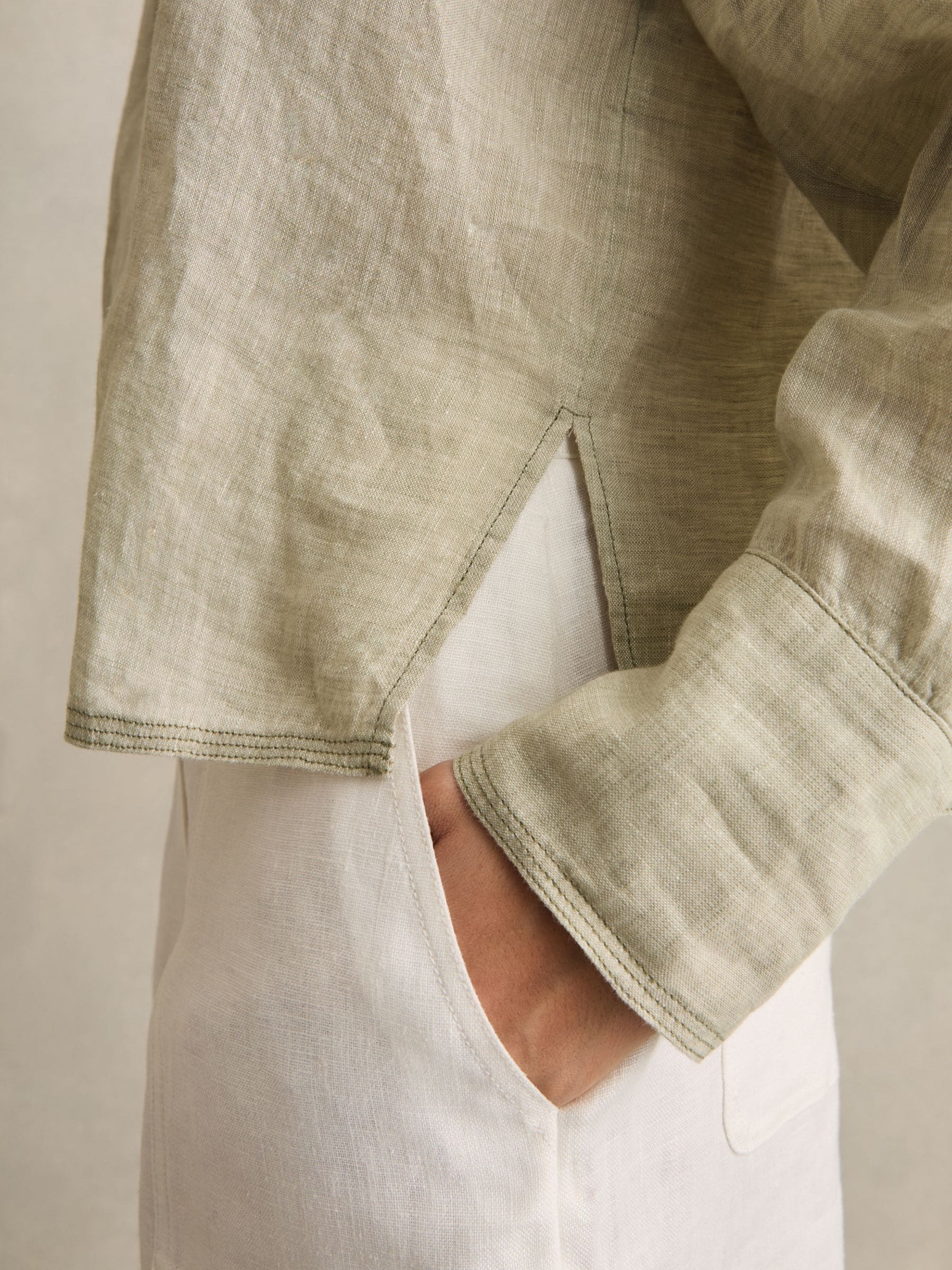 Buy Reiss Sage Nina Linen Overhead Open-Collar Shirt from Next USA
