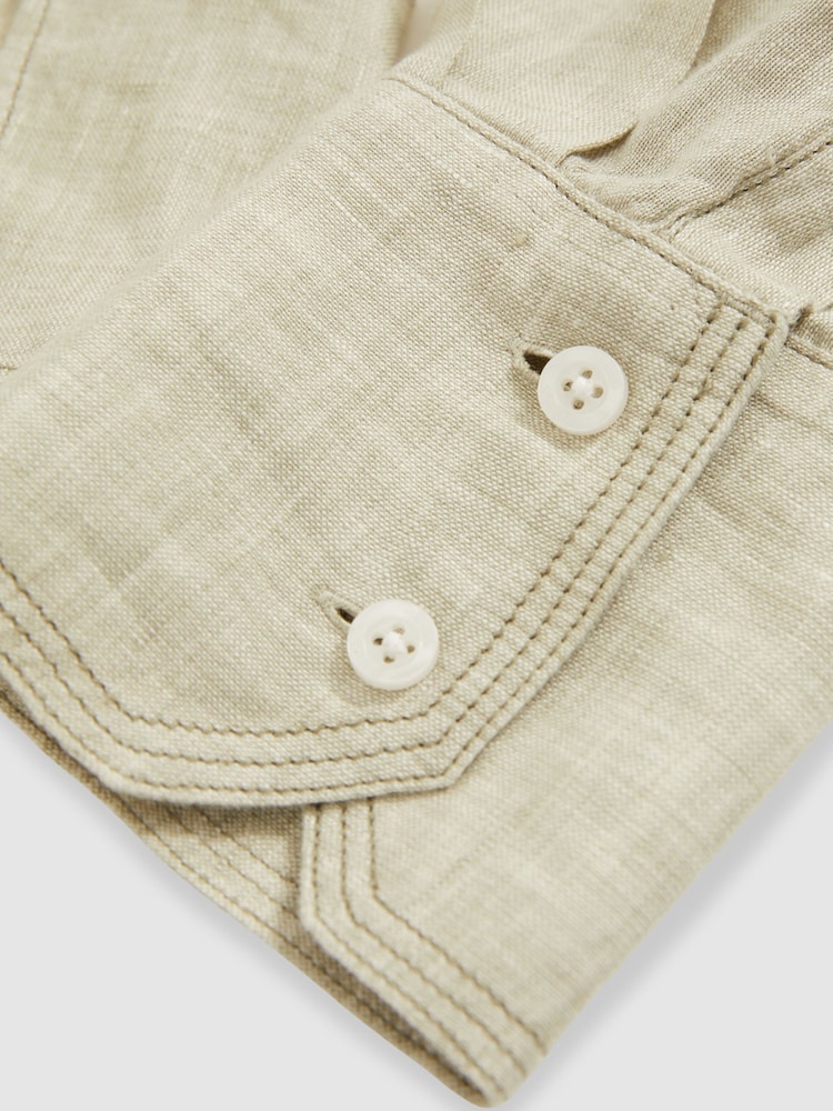Reiss Sage Nina Linen Overhead Open-Collar Shirt - Image 6 of 6