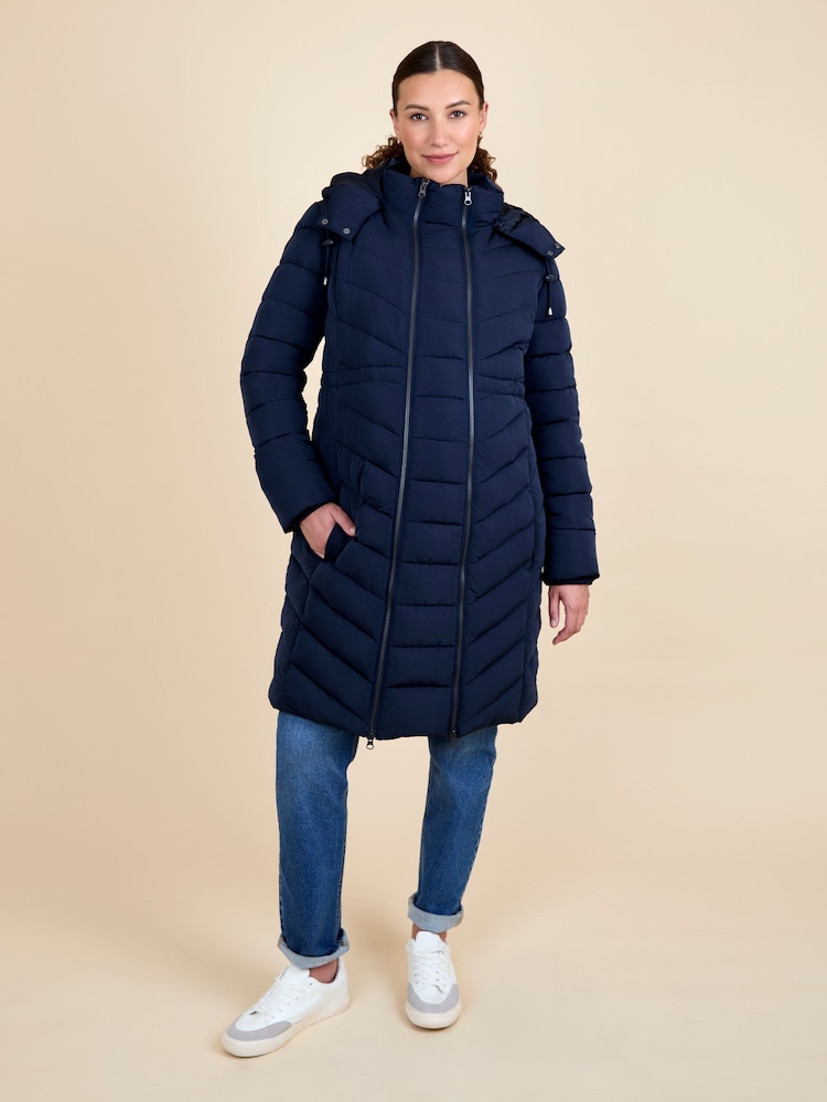 JoJo Maman Bébé Navy 2-in-1 Maternity Puffer Coat - Image 1 of 5