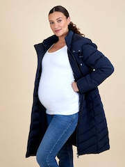 JoJo Maman Bébé Navy 2-in-1 Maternity Puffer Coat - Image 4 of 5
