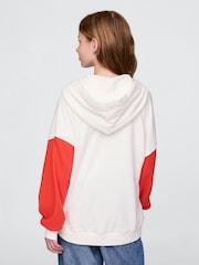 Crema - Sudadera deportiva suave de estilo vintage con capucha, cremallera y logo de Gap (4-13 años) - Imagen 2 de 5