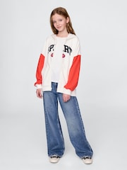 Crema - Sudadera deportiva suave de estilo vintage con capucha, cremallera y logo de Gap (4-13 años) - Imagen 3 de 5