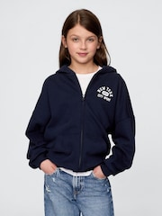 Azul marino - Sudadera deportiva suave de estilo vintage con capucha, cremallera y logo de Gap (4-13 años) - Imagen 1 de 5