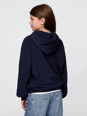 Azul marino - Sudadera deportiva suave de estilo vintage con capucha, cremallera y logo de Gap (4-13 años) - Imagen 2 de 5