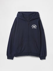 Azul marino - Sudadera deportiva suave de estilo vintage con capucha, cremallera y logo de Gap (4-13 años) - Imagen 5 de 5