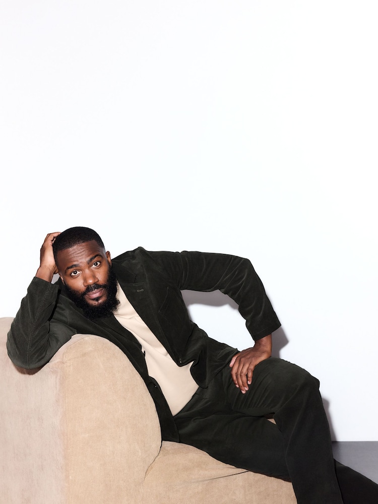 Green Relaxed Fit Corduroy Suit Jacket - Image 1 of 1 Green Relaxed Fit Corduroy Suit Jacket - Image 1 of 1