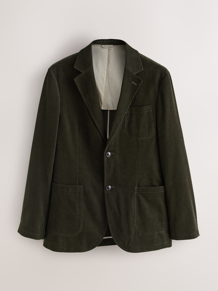 Green Relaxed Fit Corduroy Suit Jacket - Image 2 of 6