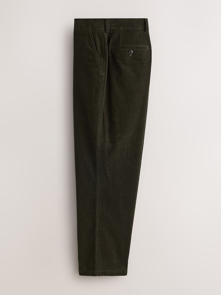 Green Relaxed Fit Corduroy Suit Trousers - Image 2 of 5 Green Relaxed Fit Corduroy Suit Trousers - Image 2 of 5