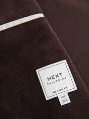 Brown Relaxed Fit Corduroy Suit Jacket - Image 9 of 15