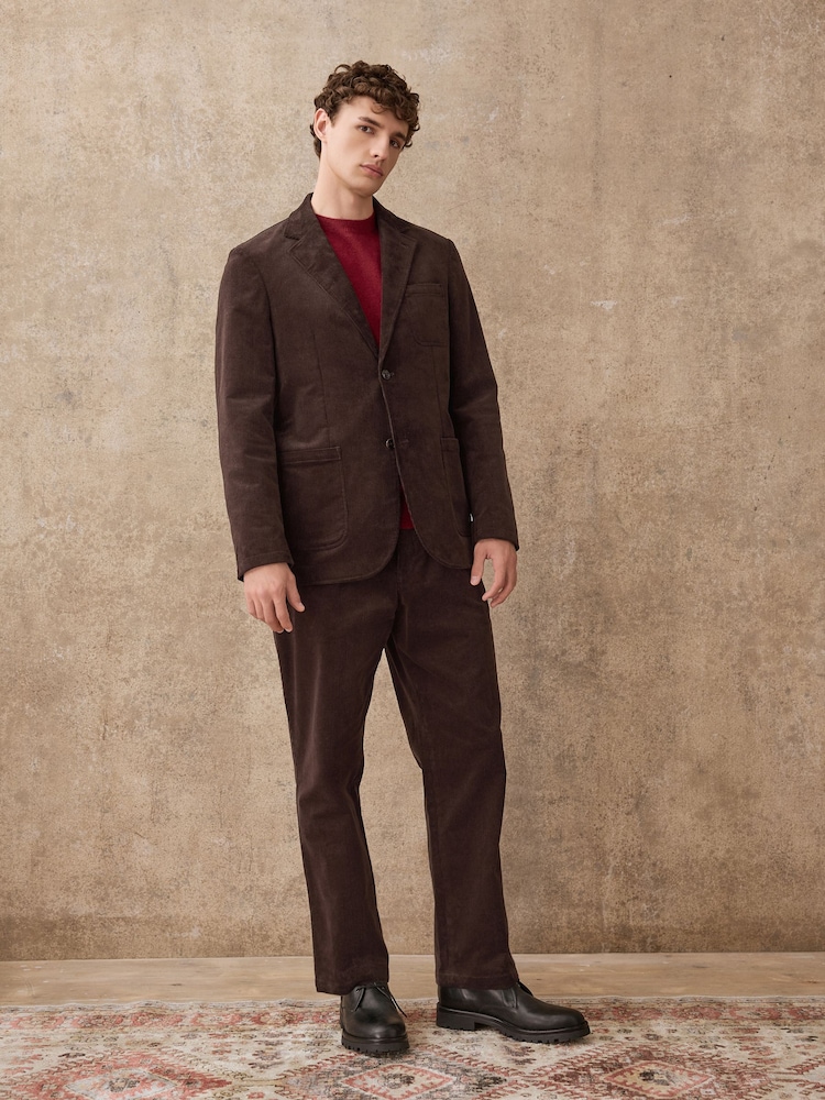 Brown Relaxed Fit Corduroy Suit Trousers - Image 2 of 10