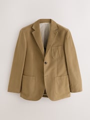 Tan Brown Relaxed Fit Cotton Suit Jacket - Image 1 of 6