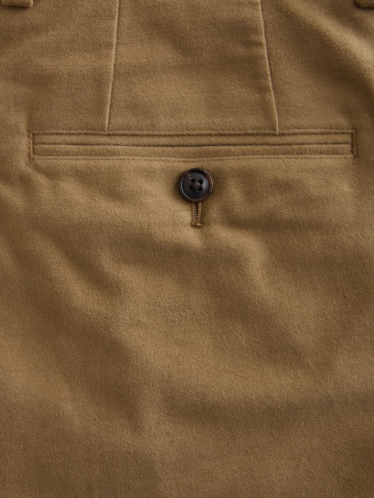 Tan Brown Relaxed Fit Cotton Suit Trousers - Image 2 of 5 Tan Brown Relaxed Fit Cotton Suit Trousers - Image 2 of 5