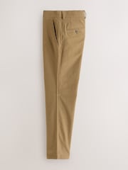 Tan Brown Relaxed Fit Cotton Suit Trousers - Image 8 of 11