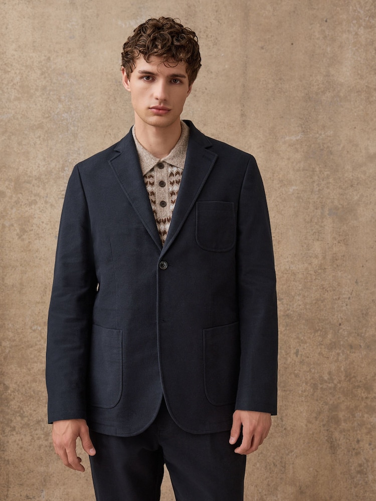 Marineblau - Relaxed Fit Cotton Suit Jacket - Bild 1 von 6