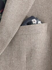 Neutral Slim Fit Trimmed Textured Wool Blend Suit Jacket - Image 3 of 4