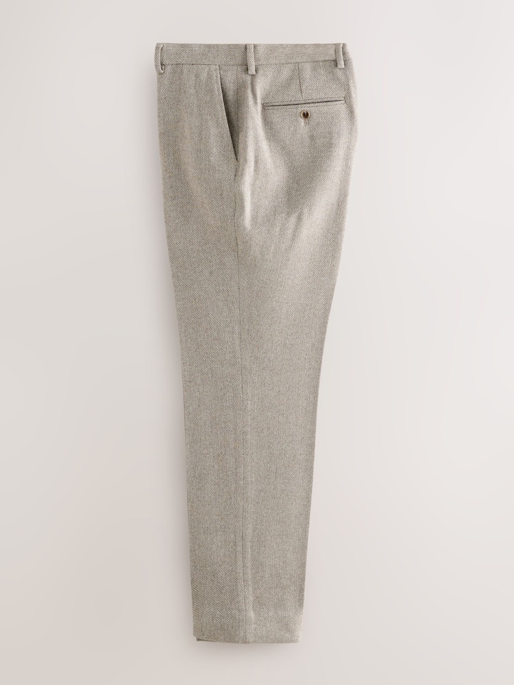 Neutral Slim Fit Trimmed Textured Wool Blend Suit Trousers - Image 2 of 5 Neutral Slim Fit Trimmed Textured Wool Blend Suit Trousers - Image 2 of 5