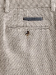 Neutral Slim Fit Trimmed Textured Wool Blend Suit Trousers - Image 4 of 5