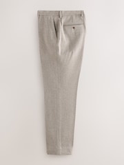 Neutral Slim Fit Trimmed Textured Wool Blend Suit Trousers - Image 6 of 9