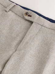 Neutral Slim Fit Trimmed Textured Wool Blend Suit Trousers - Image 7 of 9