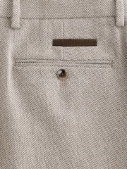 Neutral Slim Fit Trimmed Textured Wool Blend Suit Trousers - Image 8 of 9