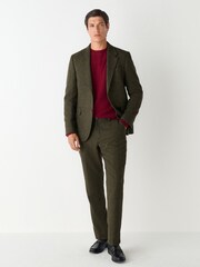 Green Slim Fit Herringbone Wool Blend Suit Jacket - Image 2 of 9