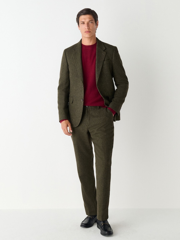 Green Slim Fit Herringbone Wool Blend Suit Jacket - Image 2 of 9