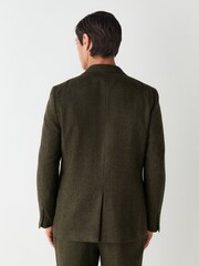 Green Slim Fit Herringbone Wool Blend Suit Jacket - Image 3 of 9