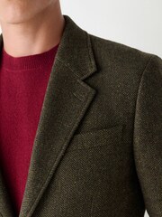 Green Slim Fit Herringbone Wool Blend Suit Jacket - Image 4 of 9