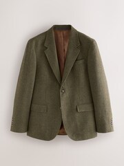 Green Slim Fit Herringbone Wool Blend Suit Jacket - Image 5 of 9