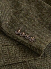Green Slim Fit Herringbone Wool Blend Suit Jacket - Image 9 of 9