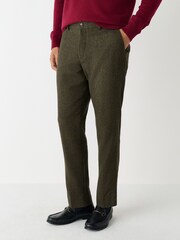 Green Slim Fit Herringbone Wool Blend Suit Trousers - Image 1 of 9