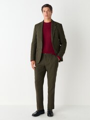 Green Slim Fit Herringbone Wool Blend Suit Trousers - Image 3 of 9
