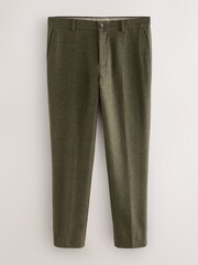 Green Slim Fit Herringbone Wool Blend Suit Trousers - Image 5 of 9