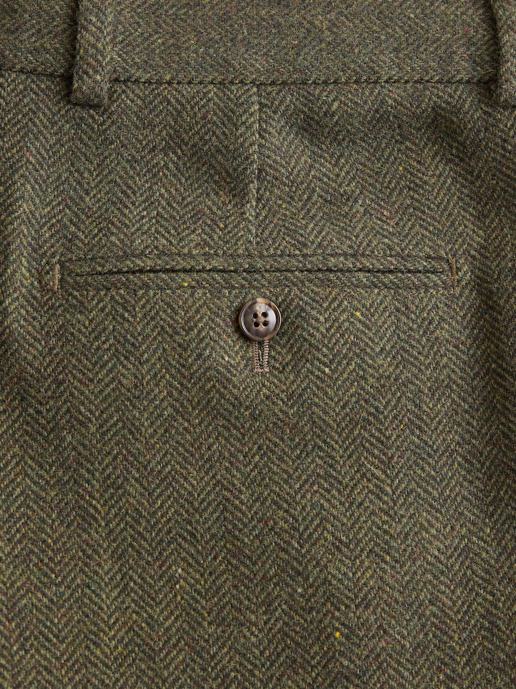 Green Slim Fit Herringbone Wool Blend Suit Trousers - Image 9 of 9 Green Slim Fit Herringbone Wool Blend Suit Trousers - Image 9 of 9