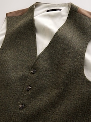 Green Herringbone Wool Blend Suit Waistcoast - Image 7 of 8