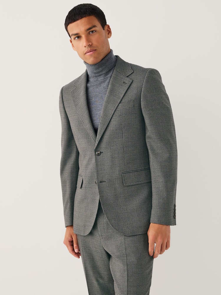 Charcoal Grey Slim Fit Puppytooth Wool Blend Suit Jacket - Image 1 of 10 Charcoal Grey Slim Fit Puppytooth Wool Blend Suit Jacket - Image 1 of 10
