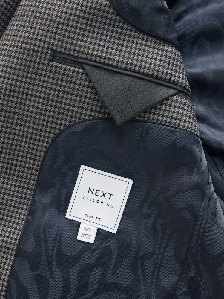Charcoal Grey Slim Fit Puppytooth Wool Blend Suit Jacket - Image 10 of 10 Charcoal Grey Slim Fit Puppytooth Wool Blend Suit Jacket - Image 10 of 10