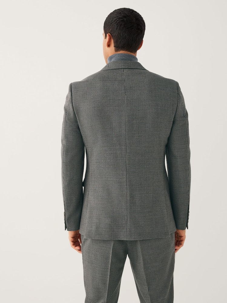Charcoal Grey Slim Fit Puppytooth Wool Blend Suit Jacket - Image 2 of 10 Charcoal Grey Slim Fit Puppytooth Wool Blend Suit Jacket - Image 2 of 10