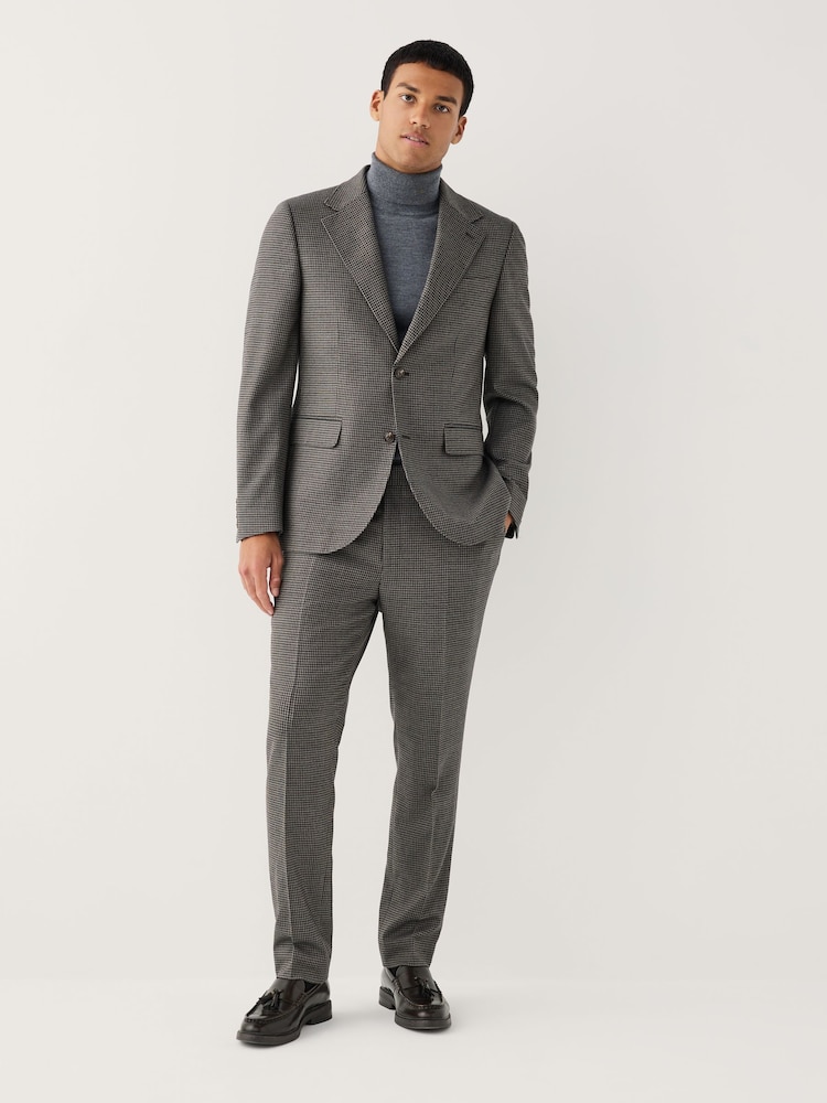 Charcoal Grey Slim Fit Puppytooth Wool Blend Suit Trousers - Image 2 of 5